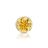 Certified 14k Yellow Gold Bezel Round Yellow Diamond Single Stud Earring 0.50 ct. tw. (Yellow, SI1-SI2)
