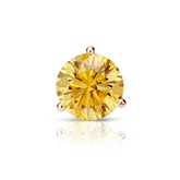 Certified 14k Rose Gold 3-Prong Martini Round Yellow Diamond Single Stud Earring 0.75 ct. tw. (Yellow, SI1-SI2)