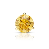 Certified 18k Yellow Gold 3-Prong Martini Round Yellow Diamond Single Stud Earring 0.75 ct. tw. (Yellow, SI1-SI2)