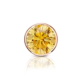 Certified 14k Rose Gold Bezel Round Yellow Diamond Single Stud Earring 0.75 ct. tw. (Yellow, SI1-SI2)