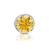 Certified 18k White Gold Bezel Round Yellow Diamond Single Stud Earring 0.75 ct. tw. (Yellow, SI1-SI2)