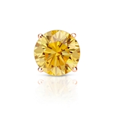Certified 14k Rose Gold 4-Prong Basket Round Yellow Diamond Single Stud Earring 1.25 ct. tw. (Yellow, SI1-SI2)