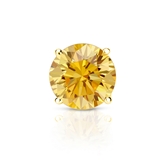 Certified 18k Yellow Gold 4-Prong Basket Round Yellow Diamond Single Stud Earring 1.25 ct. tw. (Yellow, SI1-SI2)