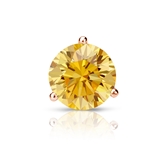 Certified 14k Rose Gold 3-Prong Martini Round Yellow Diamond Single Stud Earring 1.00 ct. tw. (Yellow, SI1-SI2)