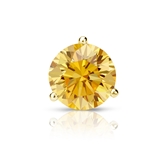 Certified 14k Yellow Gold 3-Prong Martini Round Yellow Diamond Single Stud Earring 1.25 ct. tw. (Yellow, SI1-SI2)
