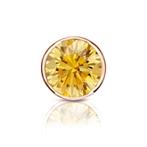 Certified 14k Rose Gold Bezel Round Yellow Diamond Single Stud Earring 1.00 ct. tw. (Yellow, SI1-SI2)