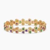 Sapphire and Diamond Multi Colored Heart Bracelet (25.55 cttw.) in 18K Yellow Gold