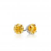 Lab Grown Diamond Stud Earrings Round Yellow 0.15 ct.tw. in 14k White Gold 4-Prong Basket