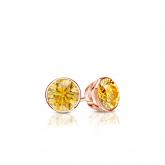 Certified 14k Rose Gold Bezel Round Yellow Diamond Stud Earrings 0.25 ct. tw. (Yellow, SI1-SI2)