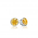 Certified 18k White Gold Bezel Round Yellow Diamond Stud Earrings 0.25 ct. tw. (Yellow, SI1-SI2)