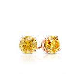 Certified 14k Rose  Gold 4-Prong Basket Round Yellow Diamond Stud Earrings 0.33 ct. tw. (Yellow, SI1-SI2)