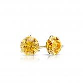 Certified 18k Yellow Gold 3-Prong Martini Round Yellow Diamond Stud Earrings 0.33 ct. tw. (Yellow, SI1-SI2)
