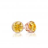 Certified 14k Rose Gold Bezel Round Yellow Diamond Stud Earrings 0.33 ct. tw. (Yellow, SI1-SI2)
