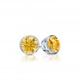 Certified 18k White Gold Bezel Round Yellow Diamond Stud Earrings 0.33 ct. tw. (Yellow, SI1-SI2)