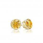 Certified 18k Yellow Gold Bezel Round Yellow Diamond Stud Earrings 0.33 ct. tw. (Yellow, SI1-SI2)