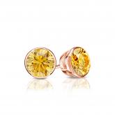 Certified 14k Rose Gold Bezel Round Yellow Diamond Stud Earrings 0.50 ct. tw. (Yellow, SI1-SI2)