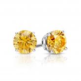Certified Platinum 4-Prong Basket Round Yellow Diamond Stud Earrings 0.75 ct. tw. (Yellow, SI1-SI2)